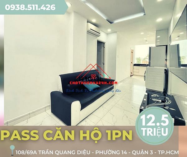 Hình ảnh Pass Mb6623 nạp rút nhanh chóng 1PN riêng biệt 55m2, Full NT 108/69A Trần Quang Diệu, Q.3