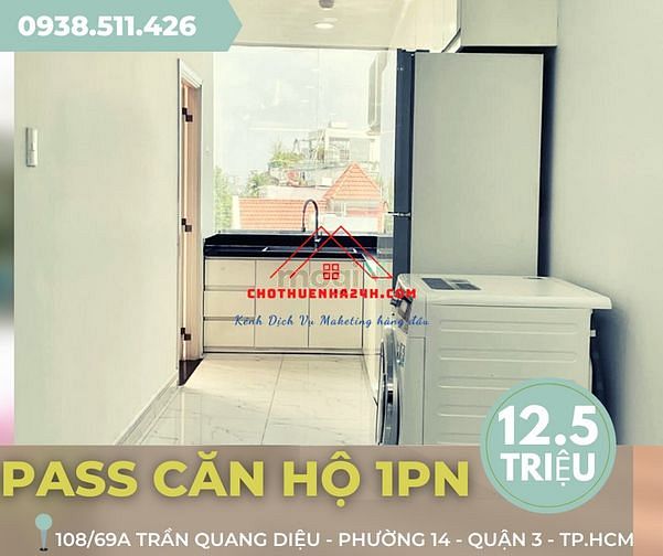 Hình ảnh Pass Mb6623 nạp rút nhanh chóng 1PN riêng biệt 55m2, Full NT 108/69A Trần Quang Diệu, Q.3