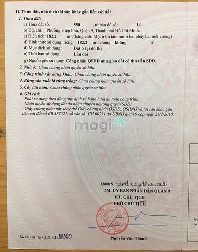 Hình ảnh Bán 182m2 đất thổ cư ngang 10m đường Tân Hòa 2 , Hiệp Phú , Quận 9