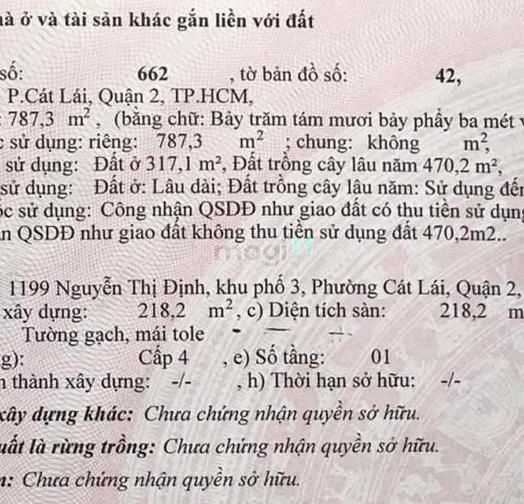 Hình ảnh Bán đất Góc 2MT 1199 NGUYỄN THỊ ĐỊNH,KP 3, P. Cát Lái, Q2(21m × 34)