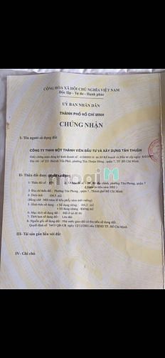 Hình ảnh Bán lô đất Sadeco Q7 xác bên Toyota Phú Mỹ Hưng, giá 135tr/m2 sổ đỏ,