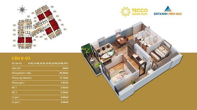 Hình ảnh Bán Trang Chủ MB66.COM / Đăng Ký Tặng 66K 2 ngủ 64m + View Vinhome chung cư tecco bình minh