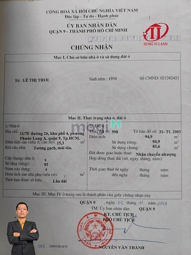 Hình ảnh BDS HÙNG VĨ LAND [NC] Lô đất 94m2 hẻm 26 Tây Hoà giá rẻ 3.75 tỷ 24/10