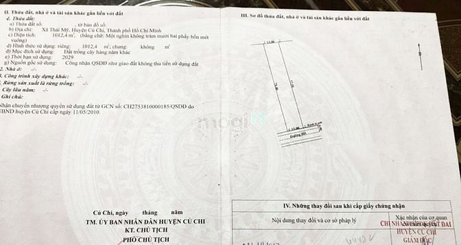 Hình ảnh Bán đất đường Trà Thị Xóm - 1012m2 - 13x77 - 200m2 thổ cư - Củ Chi