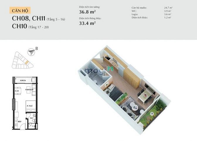 Hình ảnh Chung cư Vina2 Panorama bên sông Hà Thanh 840 triệu căn