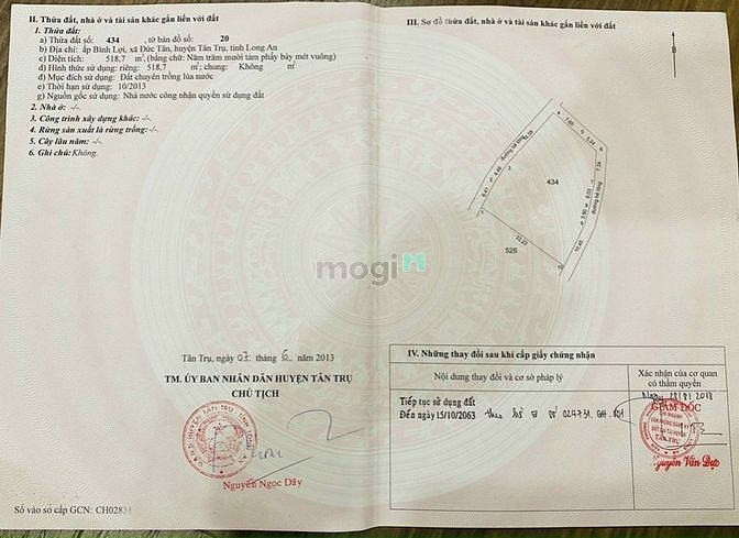 Hình ảnh Đất 3 mặt tiền Tân Trụ Long An 1,79tr/m2