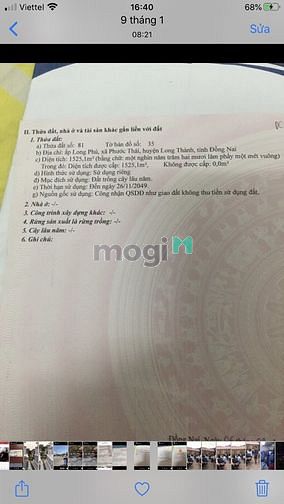 Hình ảnh Đất nền Phước Thái- Long Thành  7 tỷ chính chủ công chứng liền