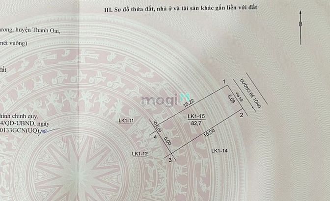Hình ảnh Cần bán mảnh đất phân lô  thôn Cao Xá, xã Cao Dương, huyện Thanh Oai.