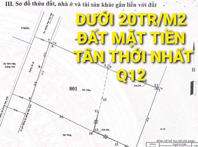 Hình ảnh ( CỰC SỐC ) Nhỉnh 10TR/m2 ĐẤT mặt tiền TTN7 Tân Thới Nhất Quận 12 TP.H