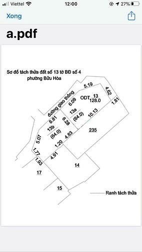 Hình ảnh Duy Nhất 1 Lô đất 2 Mặt Tiền 128m2 Tp Biên Hoà, Giá Chỉ: 2tỷ350 triệu.