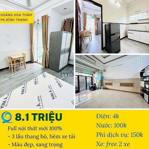 Hình ảnh Full nội thất mới, có ban công. Phòng đẹp Hoàng Hoa Thám, Bình Thạnh.
