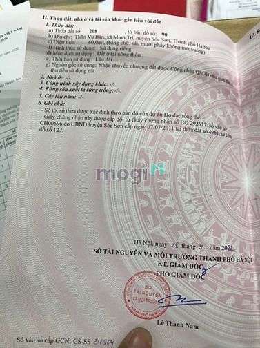 Hình ảnh Bán 60m2 đất Vụ Bản Minh Trí, Sóc Sơn, Hà Nội