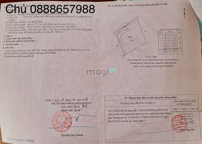 Hình ảnh Bán gấp đất 2MT Thổ Cư Tân Phú, Quận 9, 35tr/m2, 1516m2 ODT,