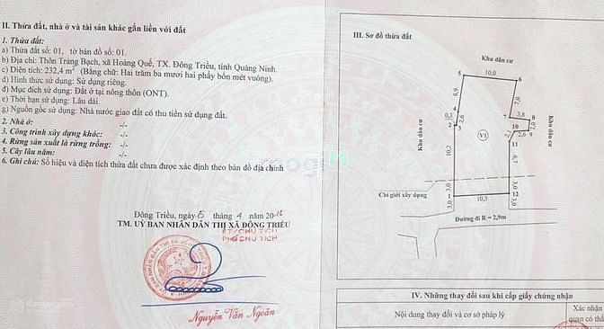 Hình ảnh Bán đất chính chủ, DT232.4m2, MT10.3m,Đông Triều, Quảng Ninh