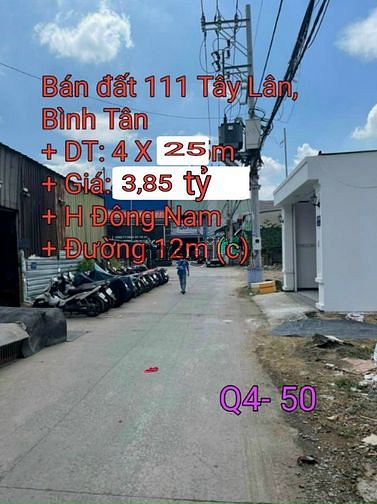 Hình ảnh Bán đất Mặt tiền 111 Tây Lân Binh Tân 100m2 đường 12m sổ hồng