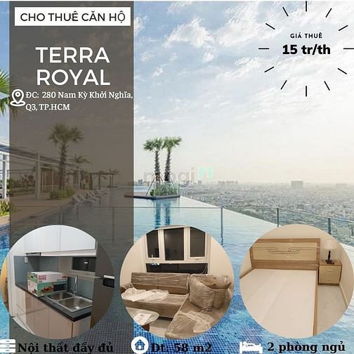 Hình ảnh Cho thuê 2PN,Full nội thất Terra quận 3, 15tr