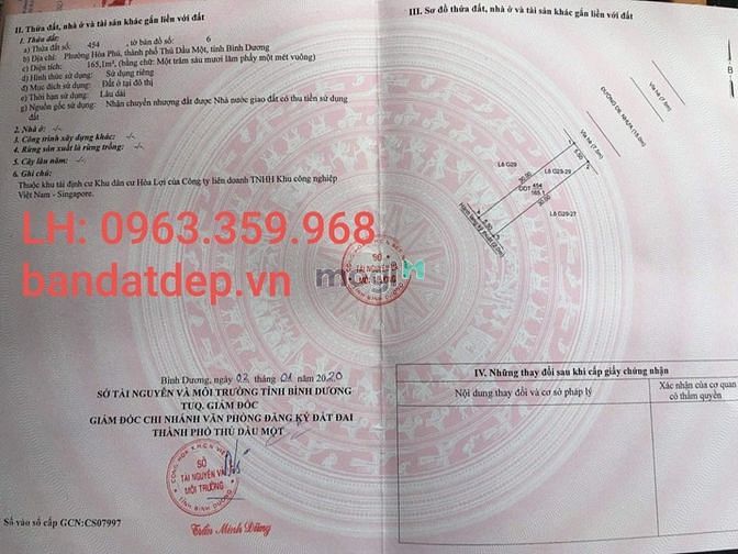 Hình ảnh Bán Đất Mặt Tiền Đường D6 Rộng 24m,  Phường Hòa Phú TDM. Bình Dương
