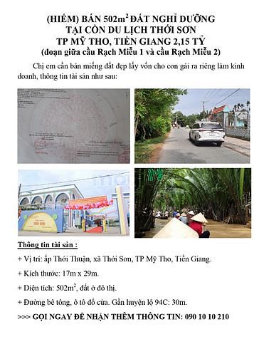 Hình ảnh (hiếm) bán đất nghỉ dưỡng (17x29) 502m2 gần khu du lịch thới sơn 2,15