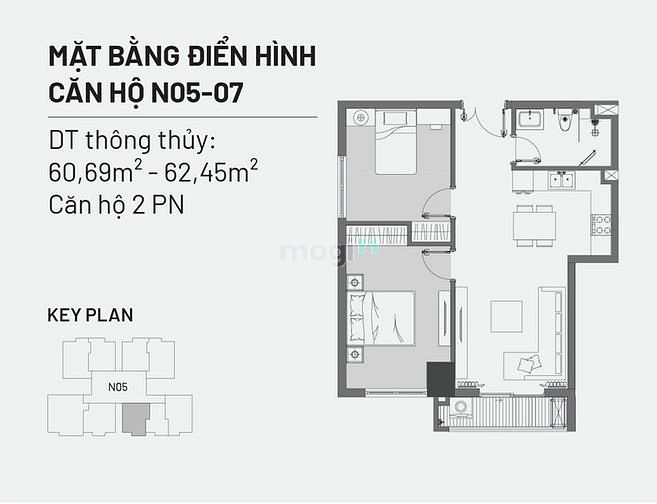 Hình ảnh 2PN Berriver Jardin full nội thất liền tường DT 64m2 giá 49 tr/m2