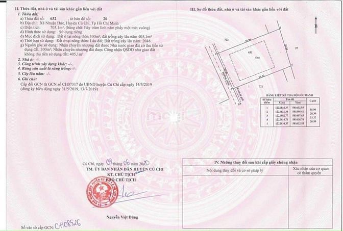 Hình ảnh Bán Đất xã Nhuận Đức DT 705m2 ( Có 300m Thổ Cư )