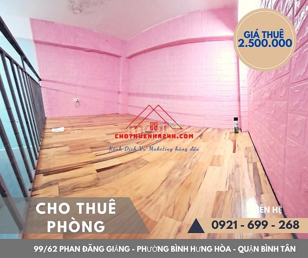 Hình ảnh Cho Thuê Phòng 25m2, có Gác số 99/62 Phan Đăng Giảng, P.BHH, Bình Tân