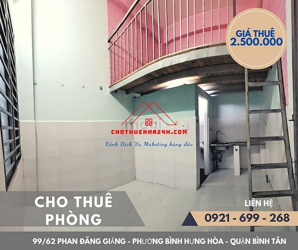 Hình ảnh Cho Thuê Phòng 25m2, có Gác số 99/62 Phan Đăng Giảng, P.BHH, Bình Tân