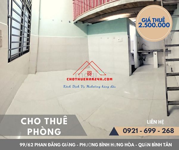 Hình ảnh Cho Thuê Phòng 25m2, có Gác số 99/62 Phan Đăng Giảng, P.BHH, Bình Tân