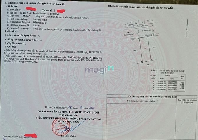 Hình ảnh Bán đất 7x19m Tân Xuân, Hóc Môn, HCM, hẻm 10m thông, 9tỷ tl