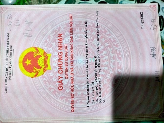 Hình ảnh Bán đất thổ cư chính chủ , đức hòa, long an, giáp hcm, 8m2 ( 1ty450)t