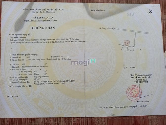 Hình ảnh Bán 2000m2 đất thổ cư xã An Thới Đông Cần Giờ, giá 4.9 tỷ