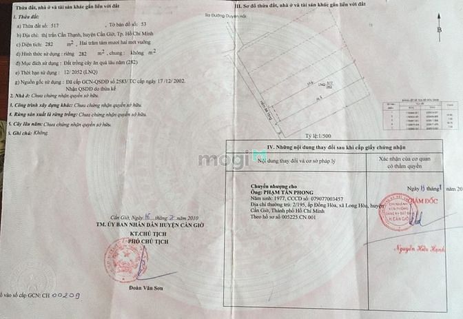 Hình ảnh Bán lô đất đẹp cách đường Duyên Hải Cần Giờ 100m, 269m2, giá 27 tr/m2