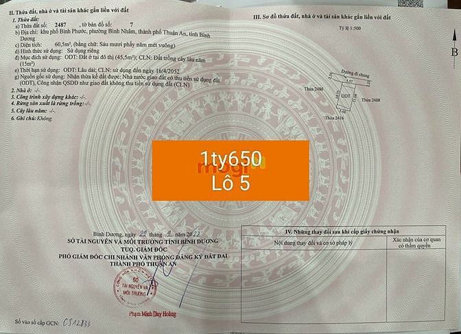 Hình ảnh Đất bán gần chợ bình nhâm - sổ hồng riêng cc ngay
