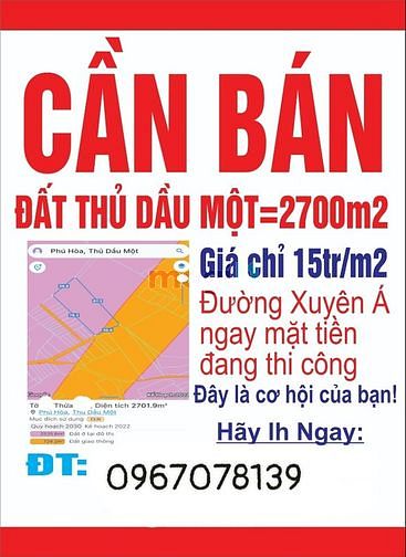 Hình ảnh Bán 2700m2 đất Phú Hòa tp Thủ Dầu Một