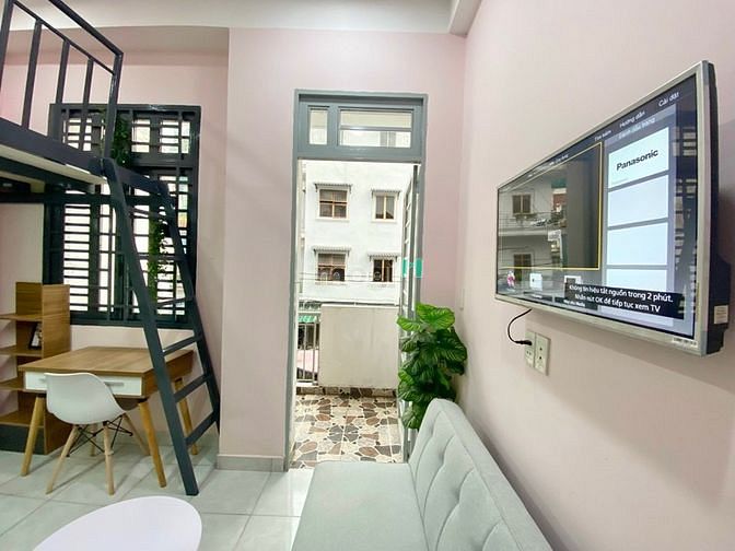 Hình ảnh Studio Full nội thất, Bancon, cửa sổ gần cầu vượt Hoàng Hoa Thám