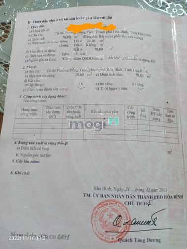 Hình ảnh Cần bán  hơn 70m2 đất thổ cư, tại phường Đồng Tiến, Tp. Hòa Bình