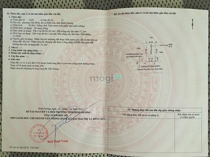 Hình ảnh Chủ ngộp bán lỗ lô đất thổ cư ngay trung tâm tx bến cát