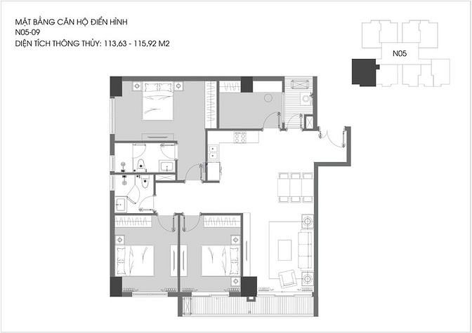 Hình ảnh 3N+1,2VS,3Logia 116m2.Góc 3 mặt thoáng.View Cầu Chương Dương,Sông Hồng