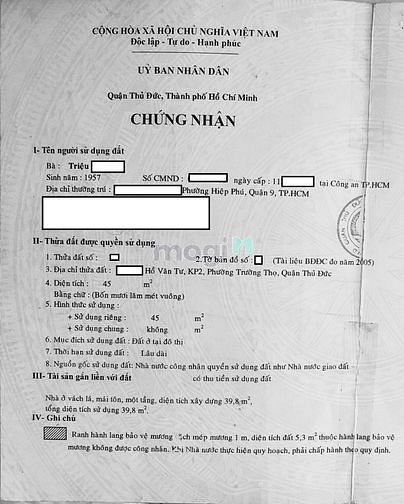Hình ảnh Hiếm, Đất trống ngang 5m,dt 50m2,Trường Thọ, gần chợ Thủ Đức,hơn 3 tỷ
