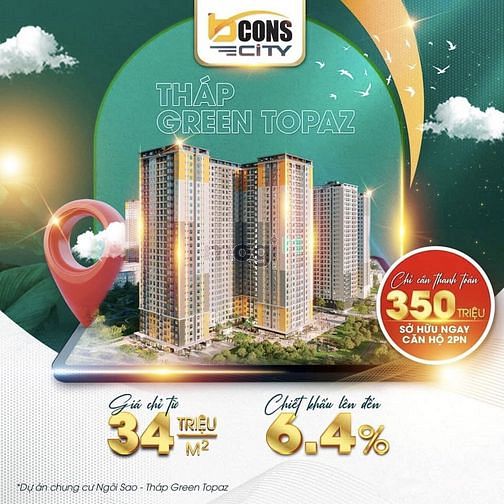 Hình ảnh Siêu hot - Độc nhất 2 căn siêu đẹp dự án Bcons City tháp Green Topaz