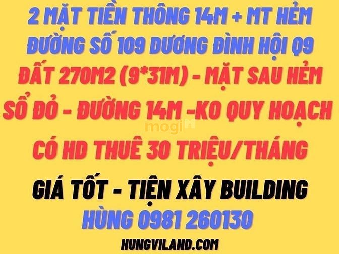 Hình ảnh BDS HVL Siêu Phẩm ! 2MTKD đường 109 Dương Đình hội 9x31m chỉ 23tỉ 07/5