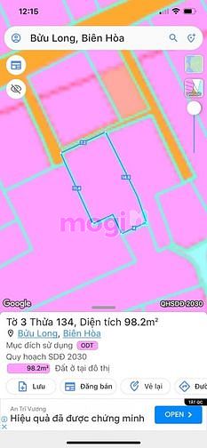 Hình ảnh Bán Lô Đất Giá Rẽ 100m Gần Bờ Kè Sông Bửu Long,Tp Biên Hoà. Chỉ: 1Tỷ6
