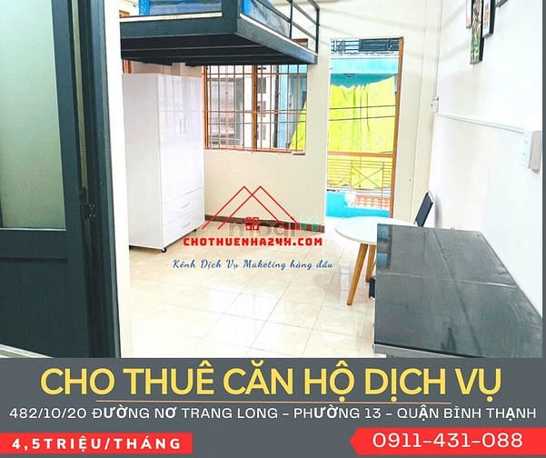 Hình ảnh CHDV 20m2 Nơ Trang Long, Bình Thạnh + Ban công cửa sổ, Gác, full nội t
