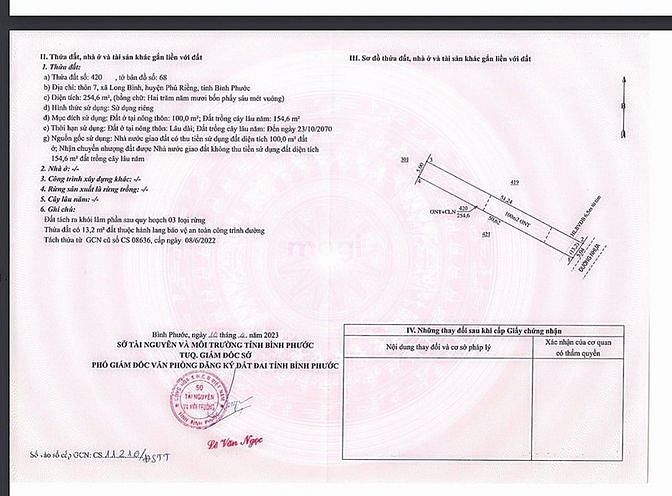 Hình ảnh Còn sào đất Bình Phước có 100m thổ cư. Đường nhựa. Gía 450 triệu