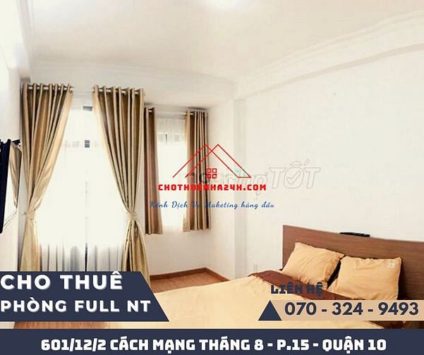 Hình ảnh Phòng trọ đầy đủ nội thất CMT8 Q10, gần Q3, Q1 có ban công, cửa sổ