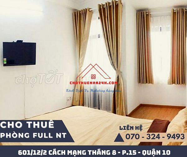 Hình ảnh Phòng trọ đầy đủ nội thất CMT8 Q10, gần Q3, Q1 có ban công, cửa sổ