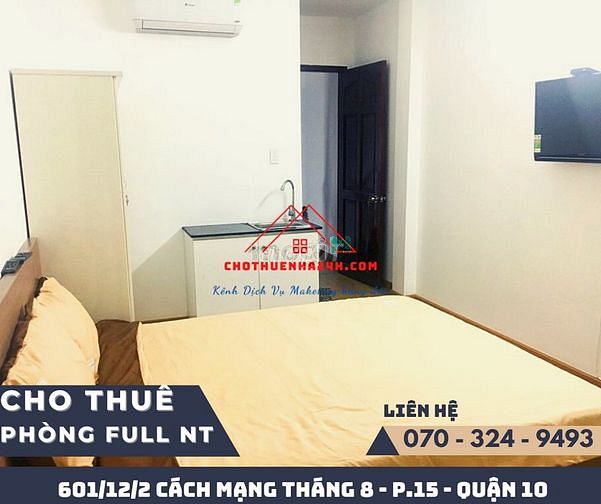 Hình ảnh Phòng trọ đầy đủ nội thất CMT8 Q10, gần Q3, Q1 có ban công, cửa sổ