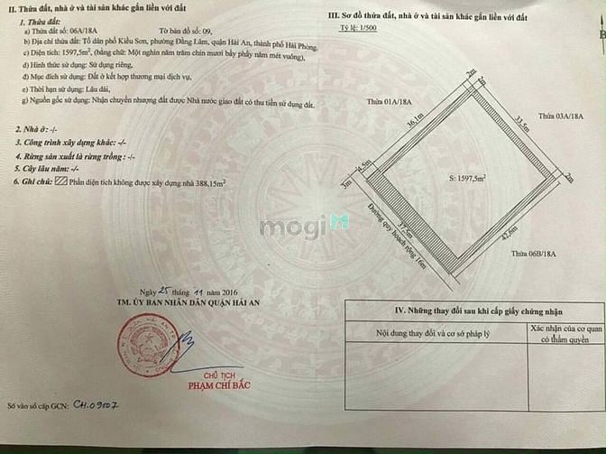 Hình ảnh Bđ bán lô đất tuyến 2 lê hồng phong dt 1597 m