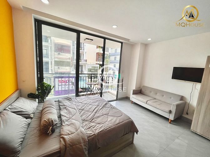 Hình ảnh studio bancony 35m2 full nội thất tòa nhà thang máy máy giặt riêng