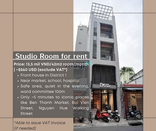 Hình ảnh Phòng Studio 42m2 - Mặt tiền đường trung tâm Q1