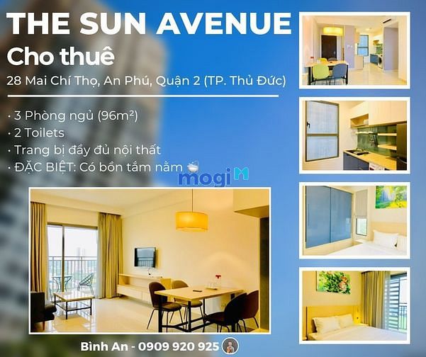 Hình ảnh The Sun Avenue Cho Thuê 3 Phòng Ngủ Full Nội Thất View Thoáng